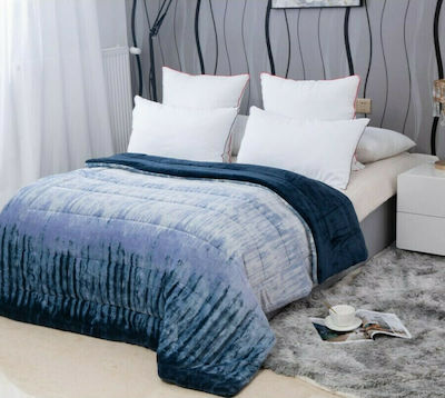 Blanket-Duvet 160×210 flannel isothermal Rain Blue