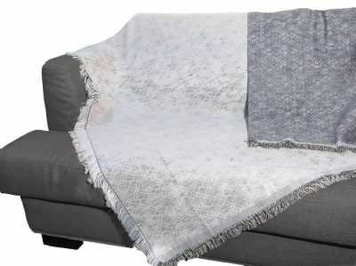 Sofa throw set 3 pcs double sided cotton Atlantis Grey Blue jean