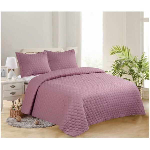 Extra double blanket 220×240 multigauge set with pillowcases Purple
