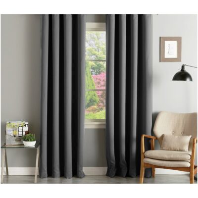 Curtain with trunks Width 140cm x Height 260cm color Gray dark
