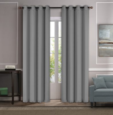 Curtain with trunks Black out Width 140cm x Height 260cm color Light gray