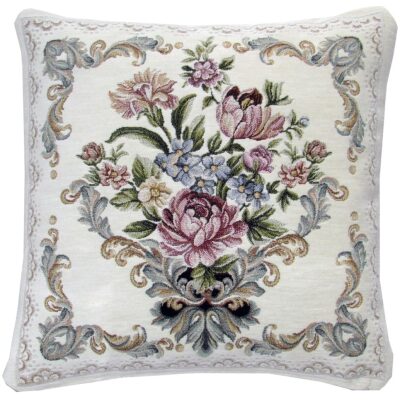 Decorative pillowcase 45×45 damascus velvet Ecru