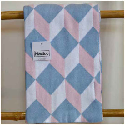 Κουβέρτα βρεφική πλεκτή Homeline Nexttoo Cubes 3091 Σιέλ ροζ