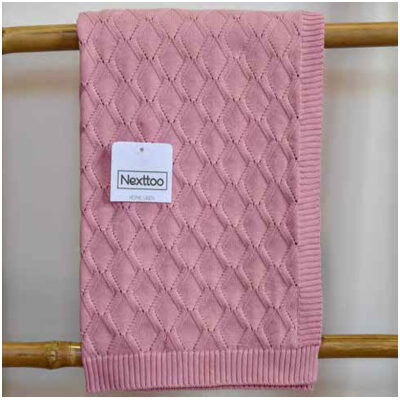 Κουβέρτα βρεφική πλεκτή Homeline Nexttoo Diamonds 3093 Ροζ
