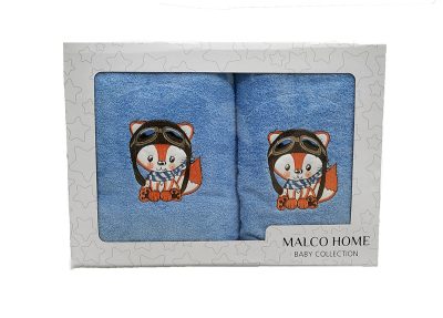 Set of towels 2pcs Malco Home Baby Fox Blue