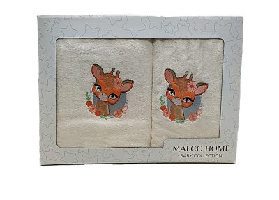 Set of towels 2pcs Malco Home Giraffe Ecru