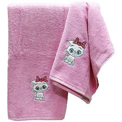 Σετ πετσέτες 2τμχ Malco Home Kitty Cat Ροζ