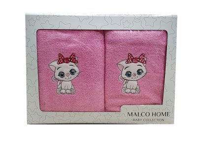 Set of towels 2pcs Malco Home Kitty Cat Pink