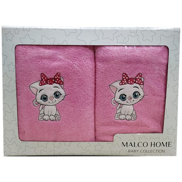 Set of towels 2pcs Malco Home Kitty Cat Pink