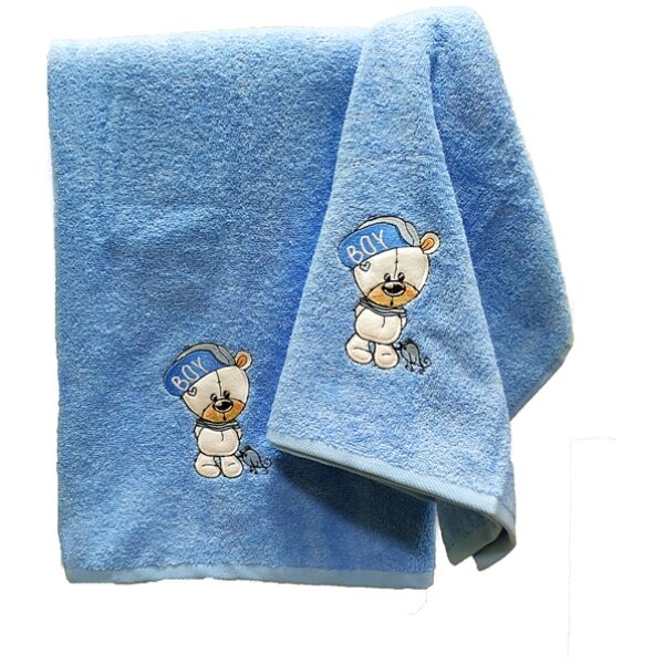 Σετ πετσέτες 2τμχ Malco Home Teddy Boy Γαλάζιο