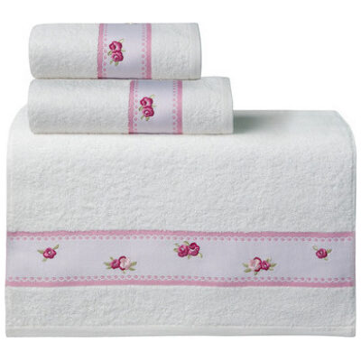 Σετ πετσέτες 3τμχ Das Home 225 Λευκό Ροζ