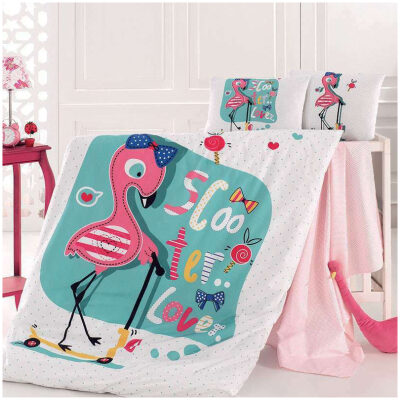 Set of baby sheets 100x150 Homeline Nexttoo Flamingo 4017 Colorful