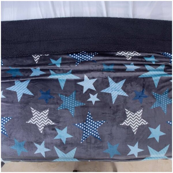 Blanket sherpa 160x210 with stars design Grey Blue