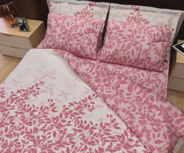 Double bed sheets set 200x260 Organic Pink Ecru