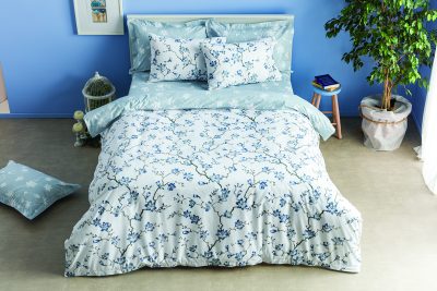 Double sheets set 200×260 Almond tree Light Blue White