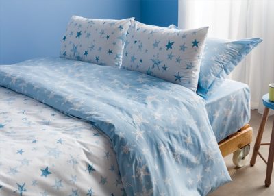 Single bed sheets set 160 × 260 Galaxy Light Blue White