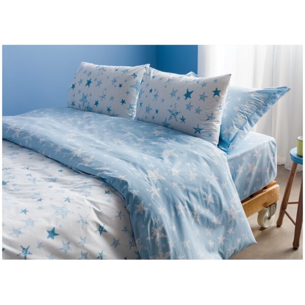 Single bed sheets set 160 × 260 Galaxy Light Blue White