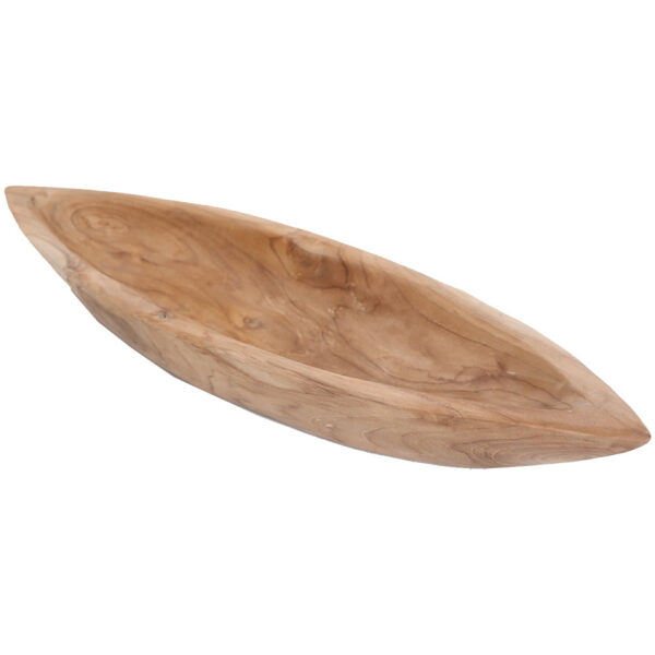 Μπολ Riva Medium (60x18x10cm) από ξύλο teak. Κάθε ένα από αυτά τα χειροποίητα διακοσμητικά έχει μοναδική εικόνα και από τεμάχιο σε τεμάχιο θα υπάρχουν διαφορές. Η φωτογραφία