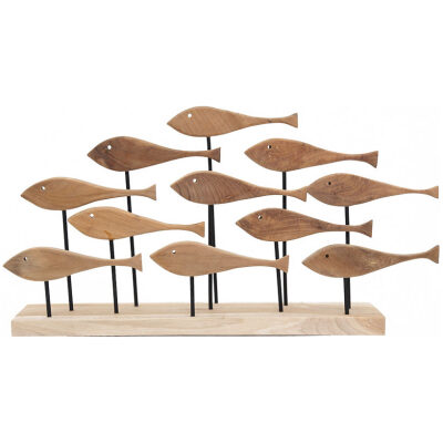 Διακοσμητικό Stand Fishtery Small (60x11x35cm) από ξύλο teak. Κάθε ένα από αυτά τα χειροποίητα διακοσμητικά έχει μοναδική εικόνα και από τεμάχιο σε τεμάχιο θα υπάρχουν διαφορές. Η φωτογραφία