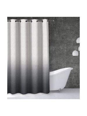 Κουρτίνα μπάνιου Guy Laroche Mykonos Anthracite υφασμάτινη με Τρουκς 180x190 cm. Χρώμα: γκρι. Αδιαβροχοποιημένο ύφασμα με σύνθεση 100% πολυεστέρα.