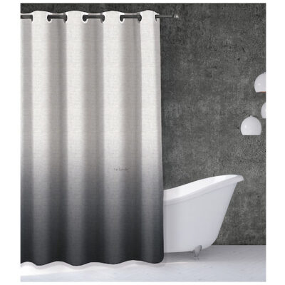 Κουρτίνα μπάνιου Guy Laroche Mykonos Anthracite υφασμάτινη με Τρουκς 180x190 cm. Χρώμα: γκρι. Αδιαβροχοποιημένο ύφασμα με σύνθεση 100% πολυεστέρα.