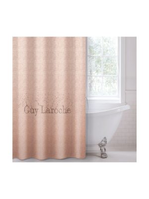 Κουρτίνα μπάνιου Guy Laroche Wall Cement υφασμάτινη με Τρουκς 180x190 cm. Χρώμα: old pink. Αδιαβροχοποιημένο ύφασμα με σύνθεση 100% πολυεστέρα.