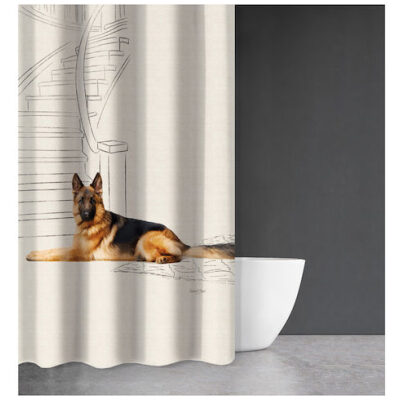 Κουρτίνα μπάνιου Animals 213 αδιάβροχη με μοντέρνο σχέδιο από την εταιρία Saint Clair. Διαστάσεις: 180x200cm. Κατασκευασμένη από 100% πολυεστέρα που την καθιστά εξαιρετικά ανθεκτική.