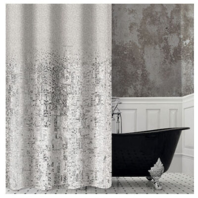 Κουρτίνα μπάνιου Guy Laroche Ysatis Silver υφασμάτινη με Τρουκς 180x190 cm. Χρώμα: silver. Αδιαβροχοποιημένο ύφασμα με σύνθεση 100% πολυεστέρα.