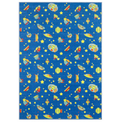 Nikotex Carpets Παιδικό Χαλί Space. Διαθέσιμο σε διαστάσεις 120x160, 133x190, 160x240. Χρώμα: μπλε- πολύχρωμο. Υλικό: 100% PP.
