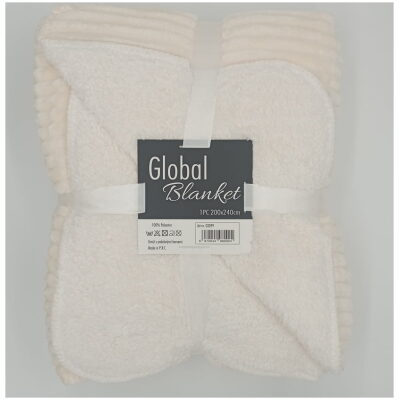 Κουβέρτα Γούνινη Sherpa Προβατάκι Global Blanket Ivory. Είναι μαλακή με βελούδινη και απαλή υφή και θα σας ζεστάνει τις κρύες ημέρες του έτους. Υλικό: πολυεστέρας. Διαστάσεις: μονή 160x220cm και διπλή 200x240cm. Χρώμα: ιβουάρ.